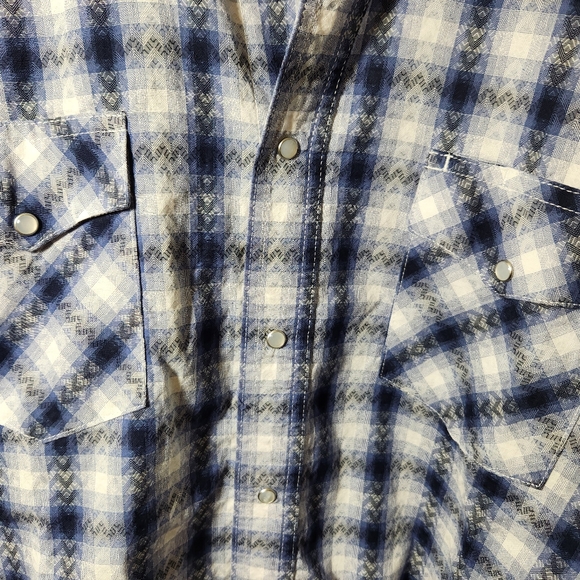 Wrangler western mens pearl snap button down plaid print shirt szxxl - Picture 5 of 12